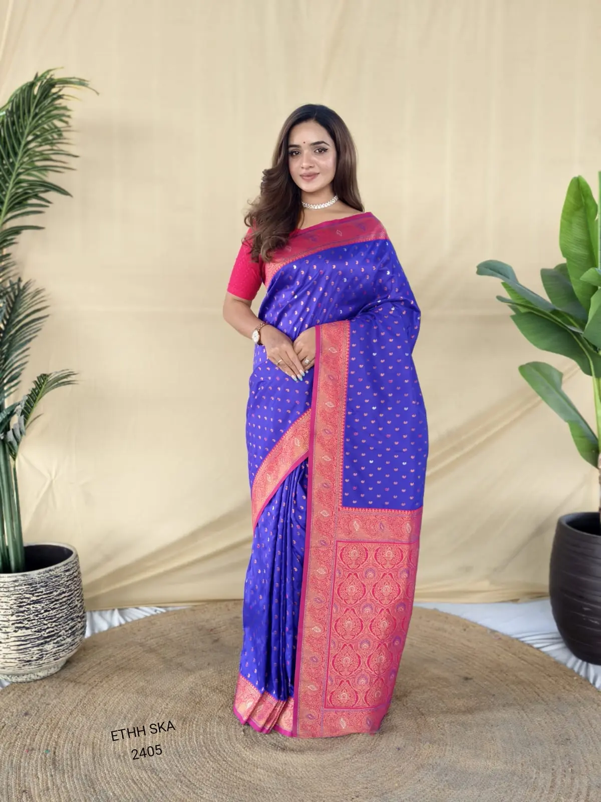 Traditional Banarasi Soft Silk Saree with Contrast Zari Weaving